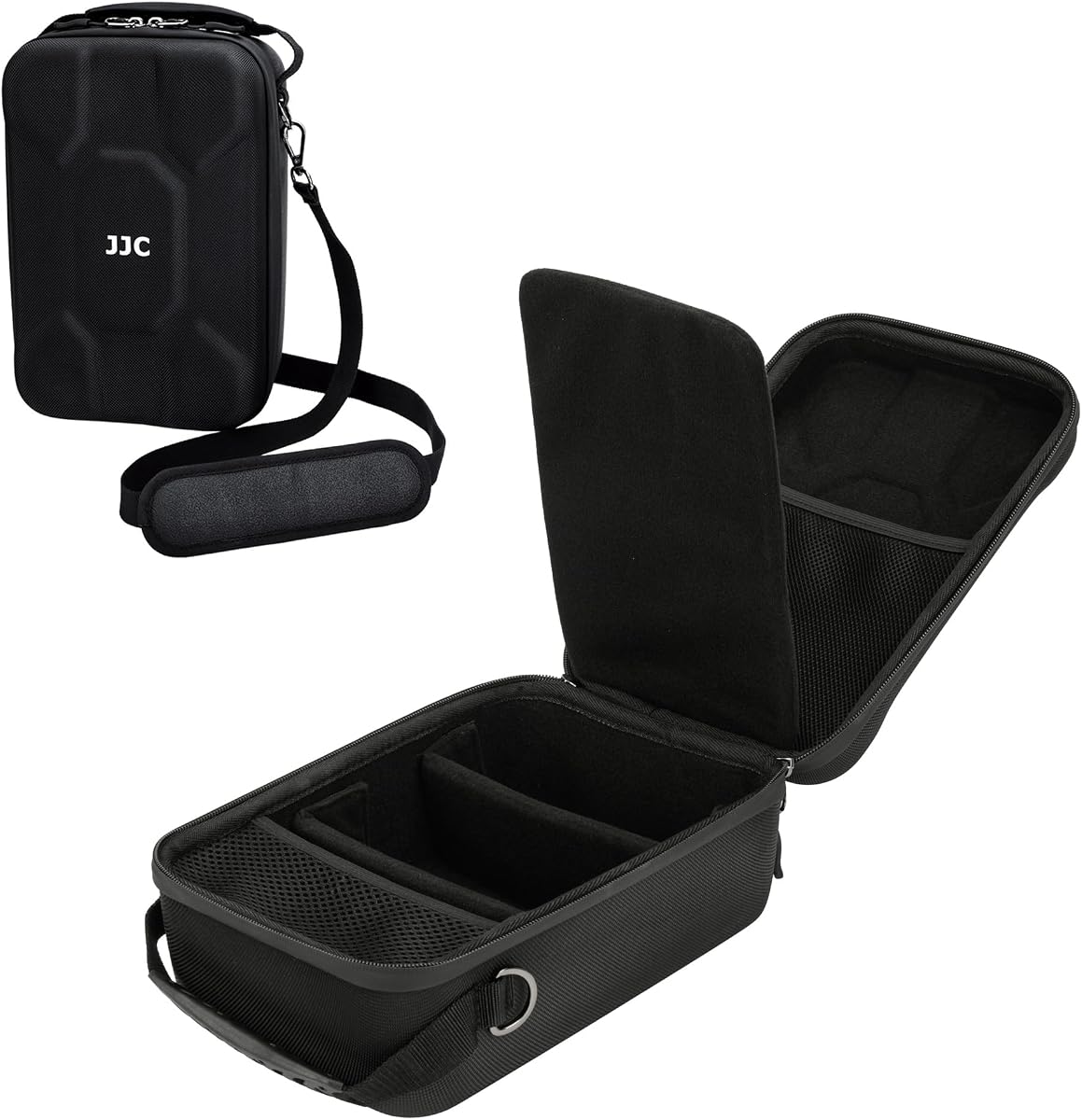 JJC Hard Camera Case Bag for Canon Rebel T7 EOS R5 R6 Sony A7 V IV w/Lens | Waterproof EVA Shell, Includes Two Removable Drivers & Shoulder Strap, Dual-Zippered Closure, Mesh Pocket, Travel Friendly