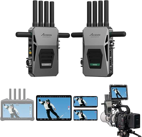 Accsoon CineView Master 4K Transmisor y receptor inalámbrico HDMI SDI, 4K60/1080p60, 2.4+5+6GHzTri-Band 8202ft transmisión 25ms Latencia, 1 iOS+ 4