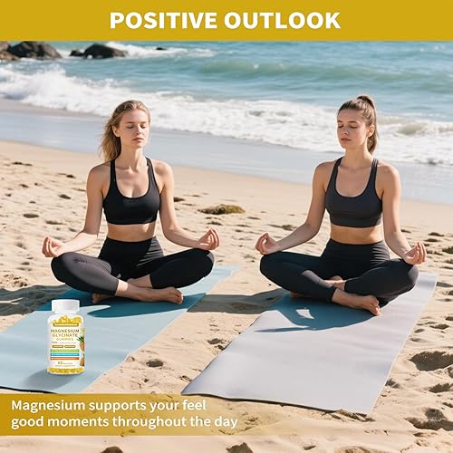 Miniatura 7 de Gomitas de glicinato de magnesio de 1000 mg, suplemento de magnesio y potasio sin azúcar para relajación, calma, alivio del estrés y apoyo
