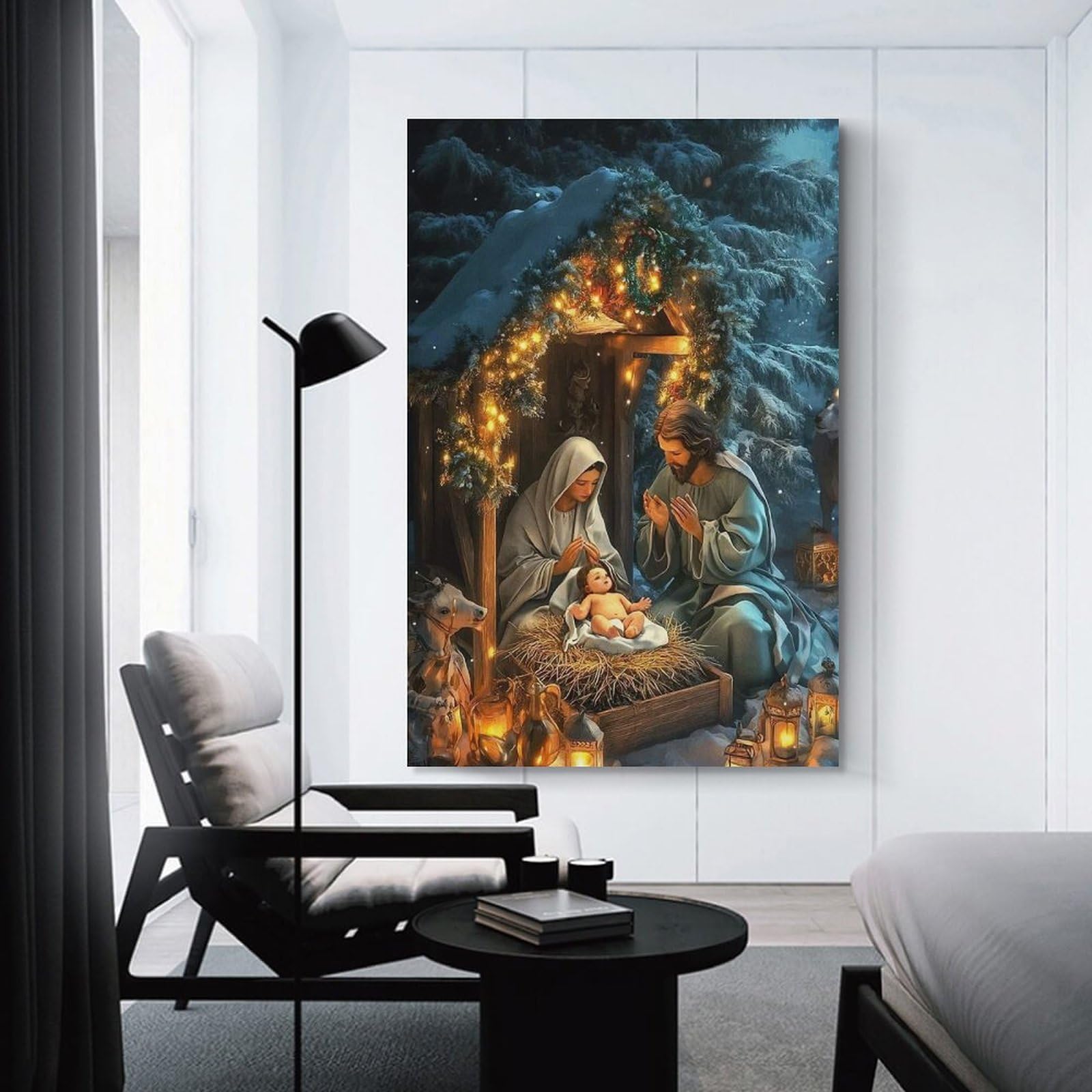 Junmoney Unframe-Nativity Scene Holy Nativity Scene Holy Wall Decor Canvas Print 16X24inch(40X60cm), For Lounge, Study, Hallway Or Flat Walls, Decorative Artwork With Broad Appeal
