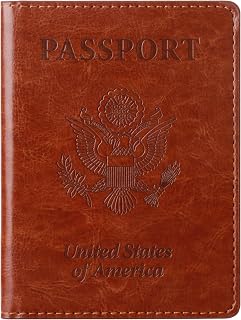 TIGARI Passport Holder for Travel Women Men, PU Leather Passport Wallet Cover Case Sleeve, Waterproof Protected Document Organizer, Family Vacation Plane Cruise Travel Essentials-Brown