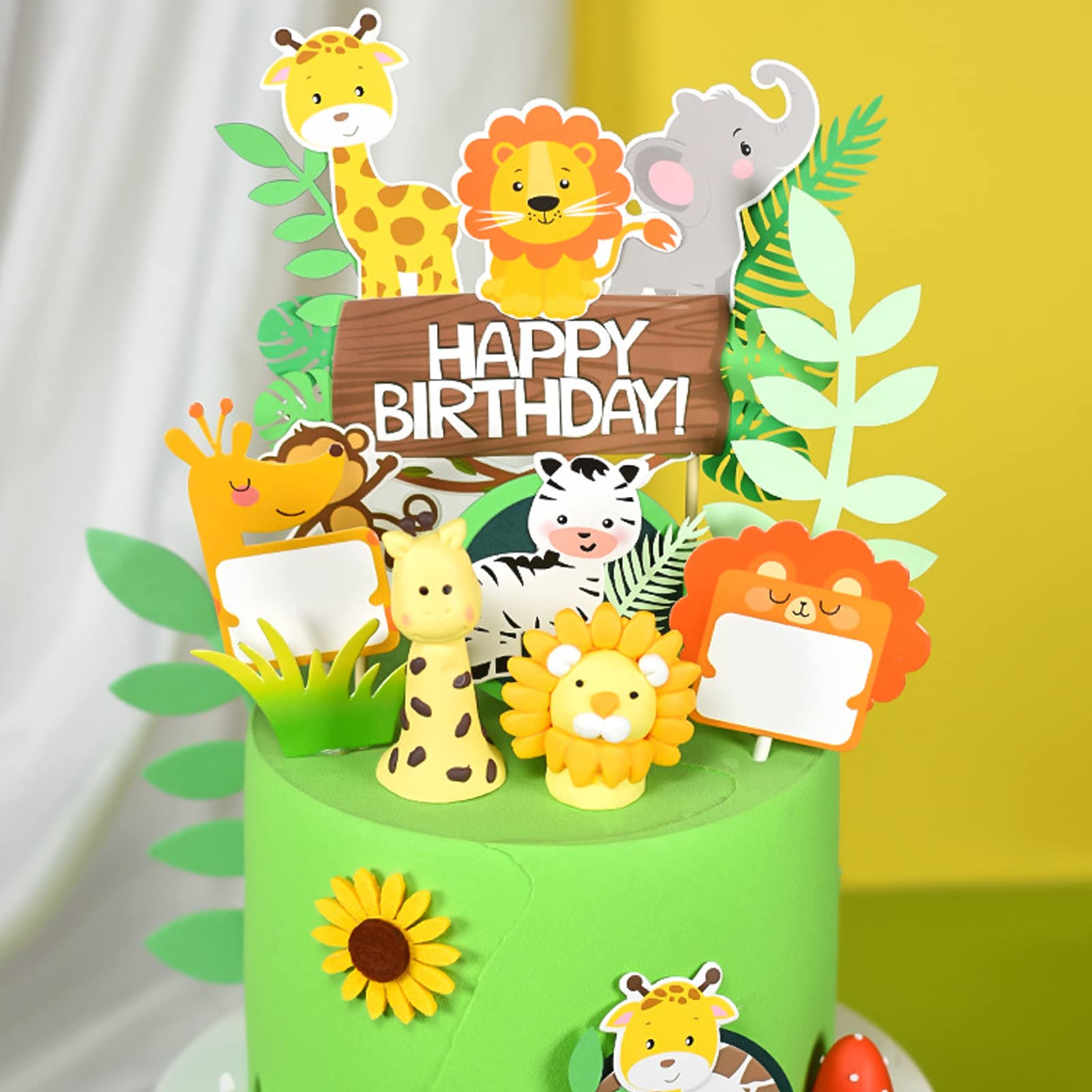 Fête Thème Jungle Enfants Décoration Gâteau Jungle Animaux - Lot Cake Topper Lion Pour Anniversaire Enfants Fête Thème Safari