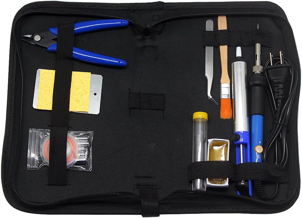 SPB2 Soldering Iron Station Kit adjustable Welder soldering Iron Kit 60W 12-in-1 5pcs Soldering Tips Desoldering Pump wire solder tweezers iron stand brush Portable Toolbox