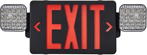 Vista 26 de TANLUX Señal de salida roja con luces de emergencia, luz LED de salida de emergencia con batería de respaldo, certificación UL, CA 120/277V, combo
