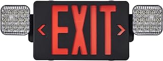 GZRUIYANG Black Housing Exit Sign with Emergency Lights Red, LED Emergency Exit Light with Battery Backup, UL 924 Certified, AC 120/277V, Commercial Emergency Lights Combo for Business - 1 Pack