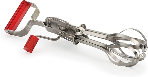 RSVP International Endurance (BEATR-RD) Antique Egg Beater, Hand-Crank, Stainless Steel, 12.25" | Whips & Beats Eggs, Cream, or Other Liquids | Dishwasher Safe | Retro Mixer