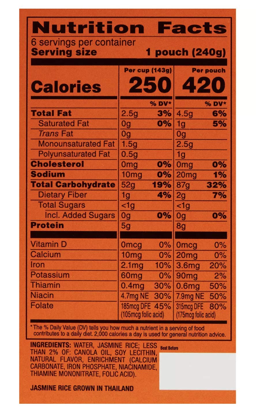 UNCLE BEN'S UNCLE BEN'S Jasmine Ready Rice 6 Pouches / 8.5 Ounce Net Wt 51 Ounce , 51 Ounce