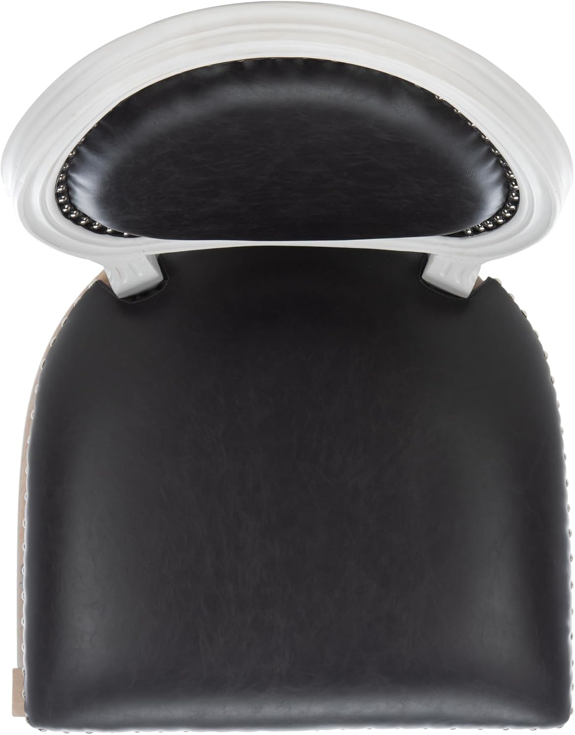 Safavieh Home Collection Holloway 19''H French Brasserie Linen Oval Black Pu and Cream Side Chair