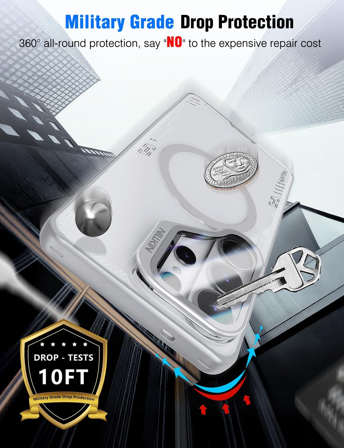 Nillkin Magnetic Case for Samsung Galaxy S26 Ultra, [2-in-1 Lens Cover & Hidden Kickstand] [MagSafe Compatible & Anti-Yellowing] Shockproof S26 Ultra Translucent Slim Case for Men Women, Clear Gray