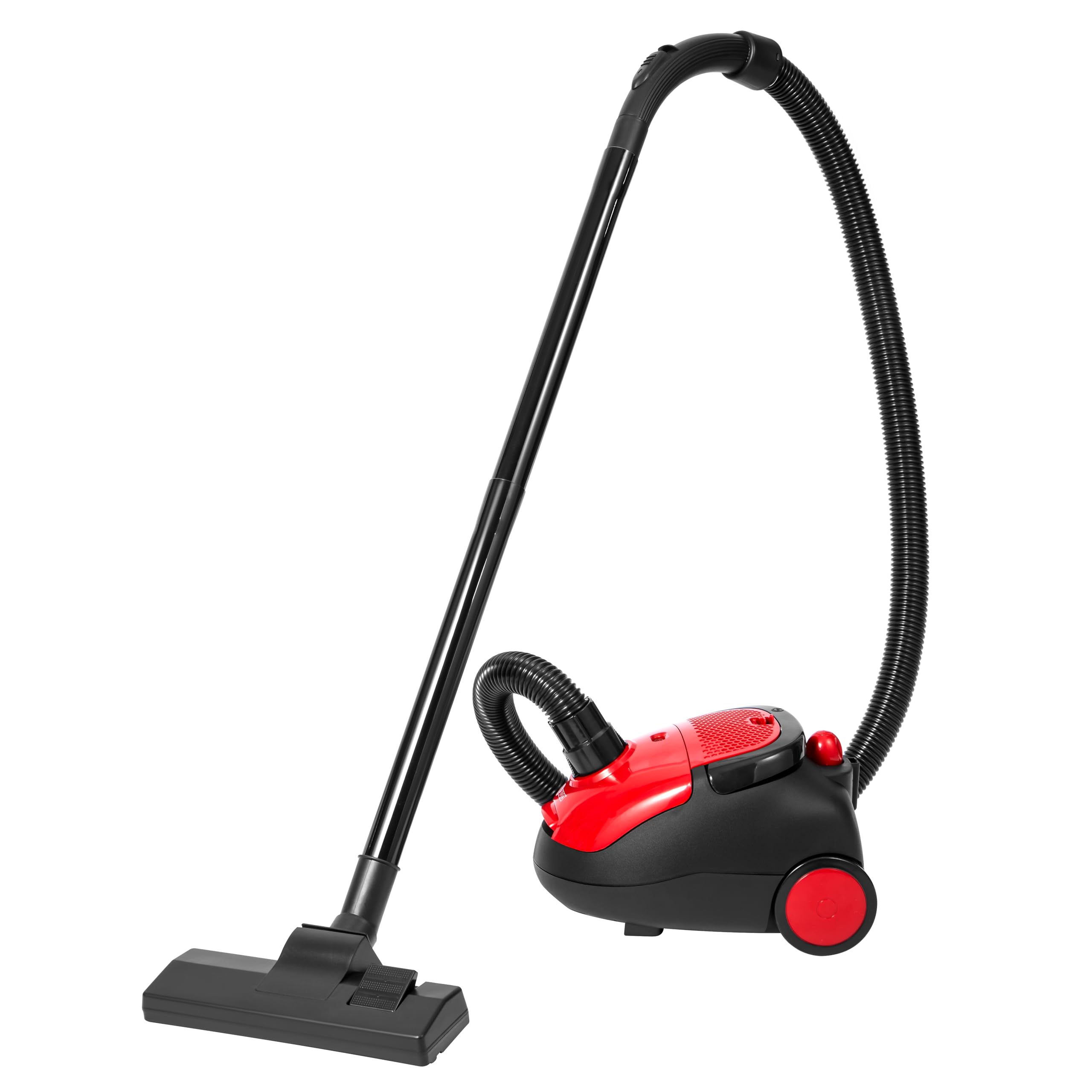 AFRA Cylinder Vacuum Cleaner 800W, Compact Bagless Canister Vacuum with 1L Dust Capacity, 5-Stage Filtration, 360° Swivel Hose for Hard Floor & Carpet, Red