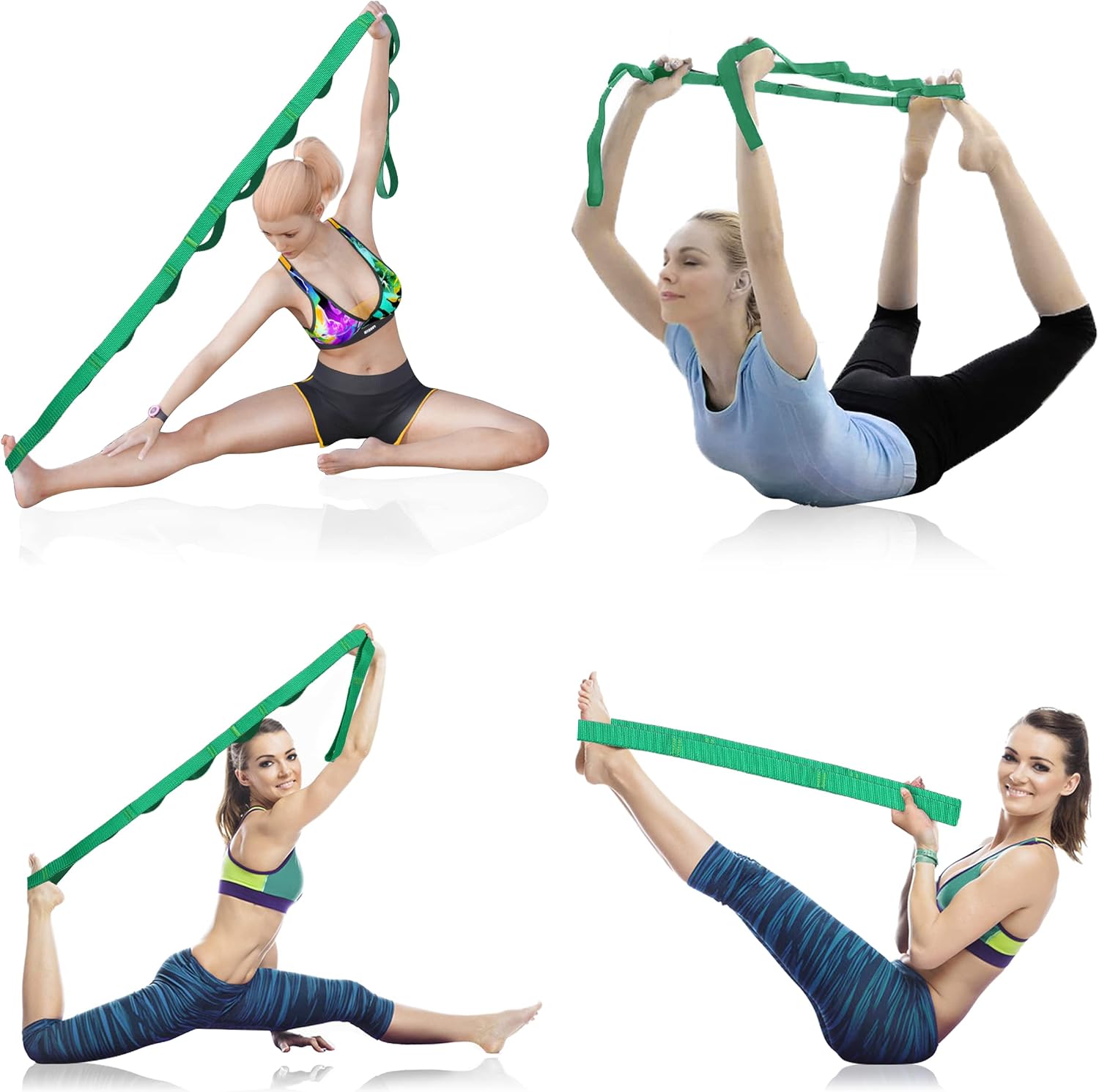 Yoga Strap Stretch Straps for Physical Therapy Pilates Stretching Exercise Bands Non-Elastic Multi Loops