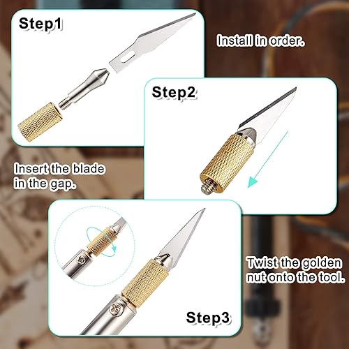 Miniatura 4 de 19 herramientas eléctricas de cortador de cuchillos calientes, cortador de plantillas multiusos con soporte de metal, 14 cuchillas, 3 fundas para