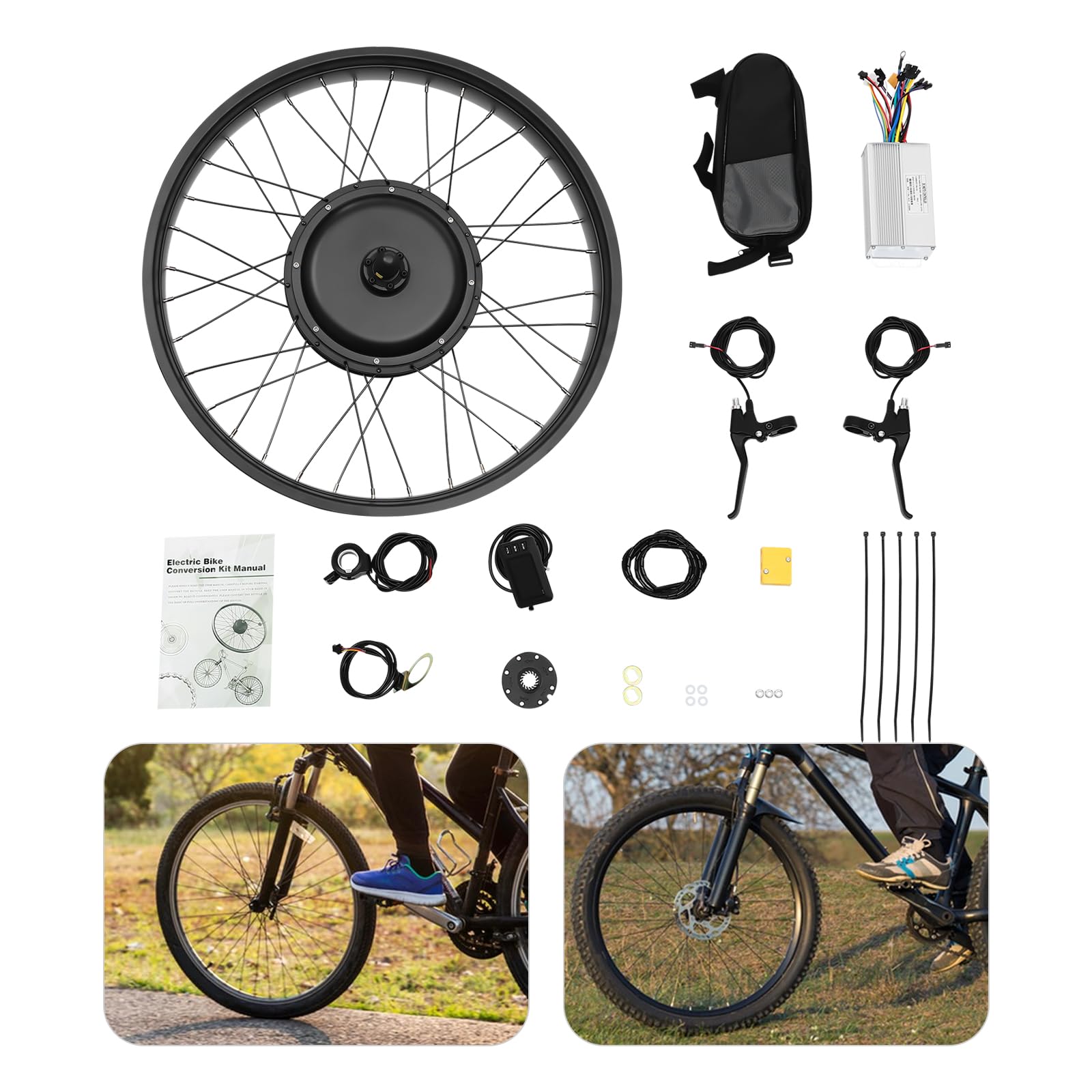 26 Zoll E-Bike Motor 48V 1O00W Vorderrad Kit Conversion Motor Kit(außer Batterie)