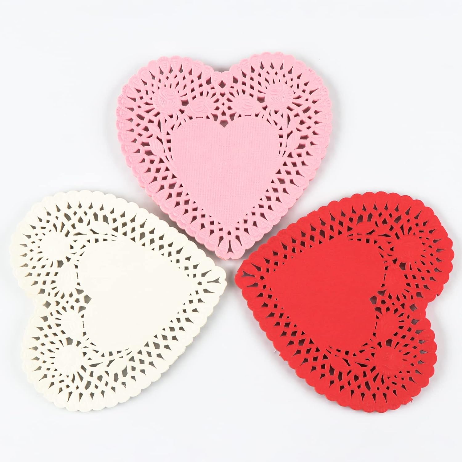 120 Pack Mini Valentine Paper Lace Heart Doilies Crafts
