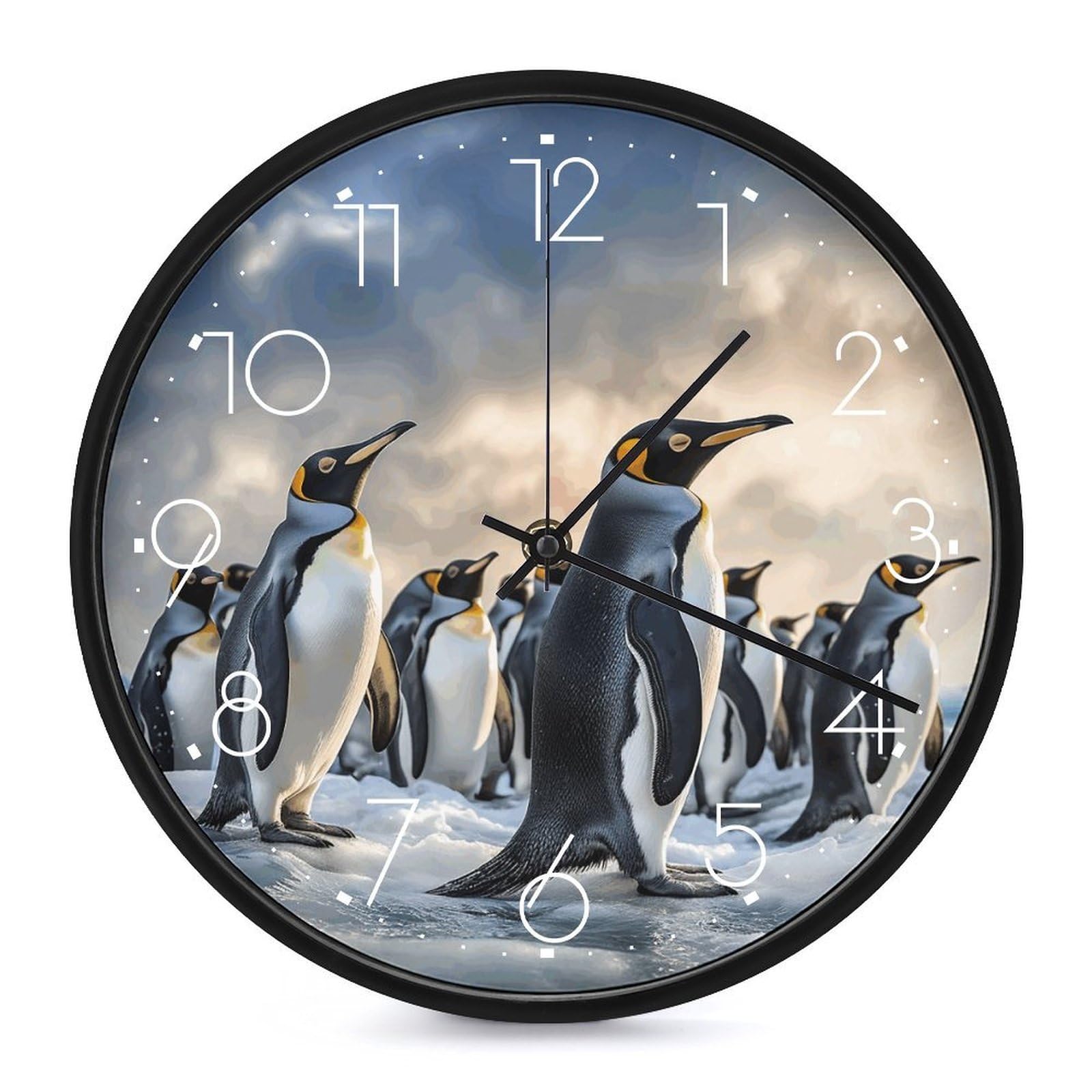 Adfgyerh White-Style Sea Penguin Clock，9.8 Inch Battery Operated Wall Clock Classic Simple, Decorative Wall Clock.analog Clock For Kitchen Office Bathroom Bedroom.
