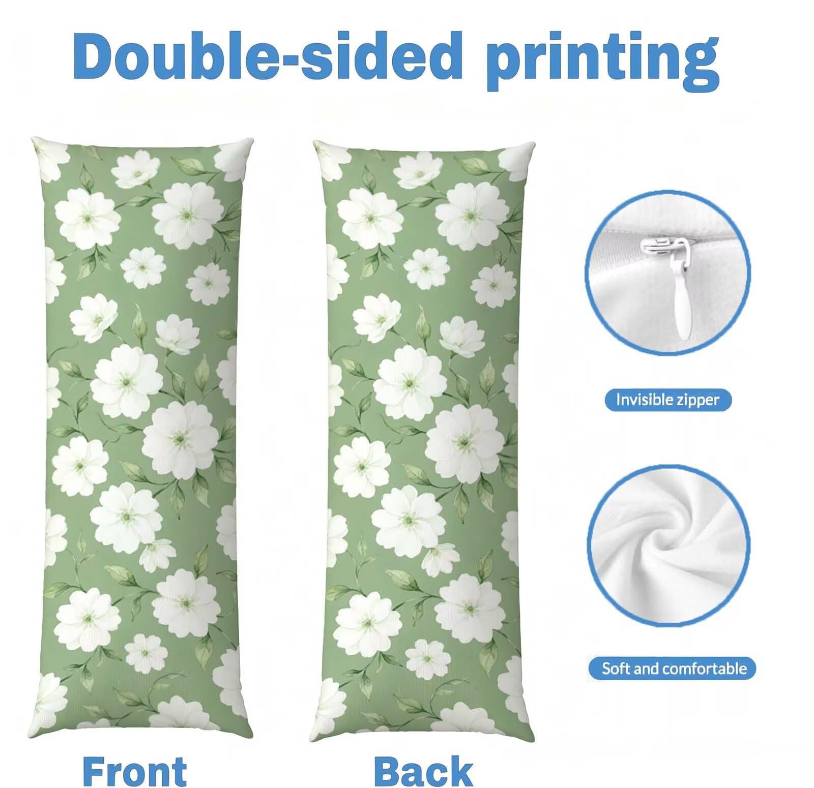 Fodera Cuscino 50 x 150 cm, Bianco-4 Velluto Copricuscini Letto, | con Invisibile Cerniera, Morbida e Traspirante, per biancheria da letto, divano, hotel, chi dorme sul fianco Fiore-2 j-9