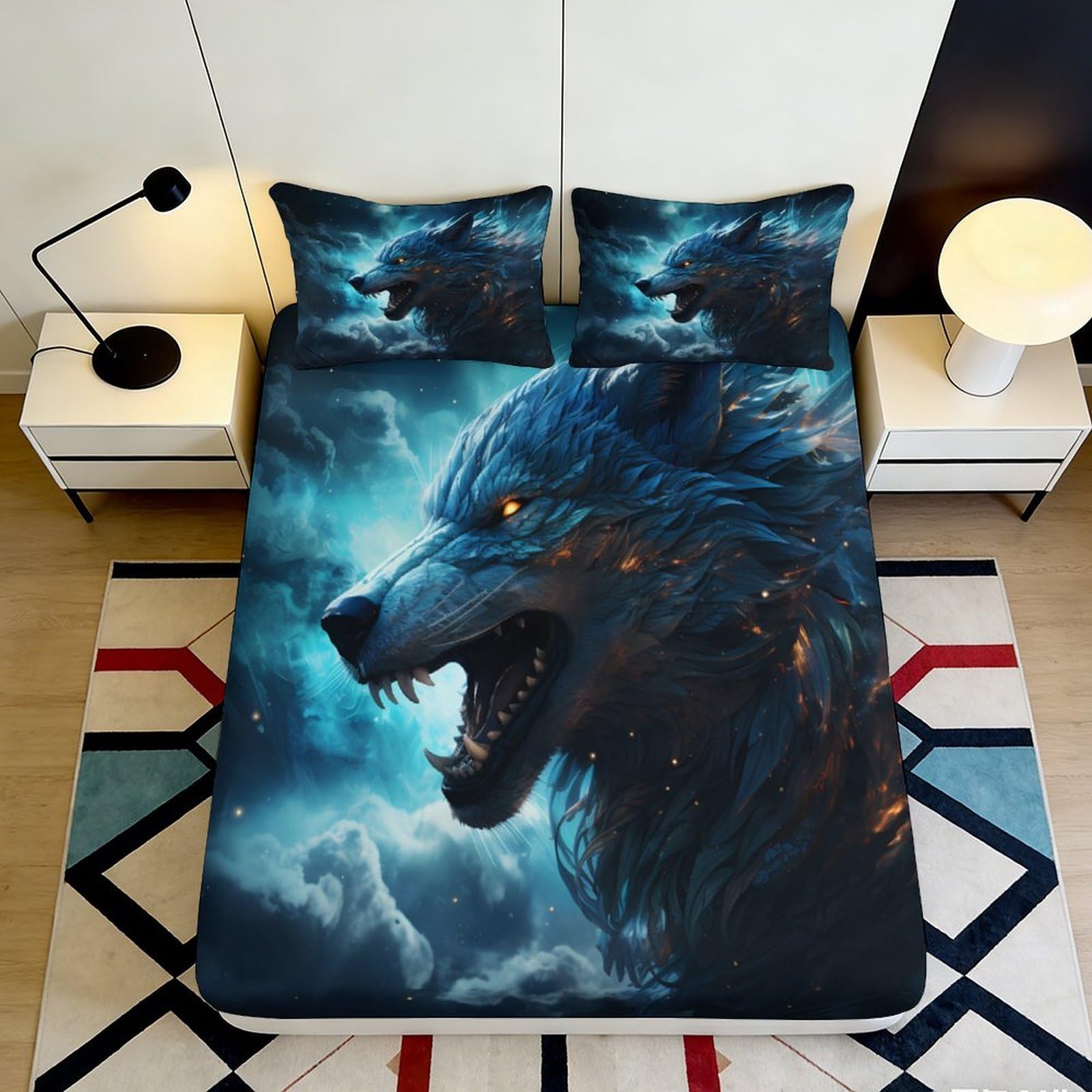 3D Printed Goat Pattern Fitted Sheet Microfiber Deep Pocket Non-Slip Bedroom Bedding Goat Mattress Fitted Cover Washable 90x200x25cm