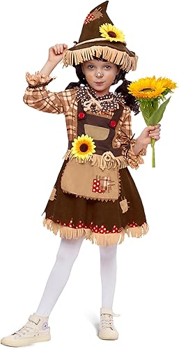 Spooktacular Creations Disfraz de espantapájaros dulce de girasol de Halloween para niñas y niños, disfraz de espantapájaros de calabaza