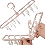 YOUOWO Clothes Drying Hangers 2Pack Grey Foldable with 12 Detachable Clips | 360° Rotatable Hook,For Socks Drying Towels Bras Clothes Gloves