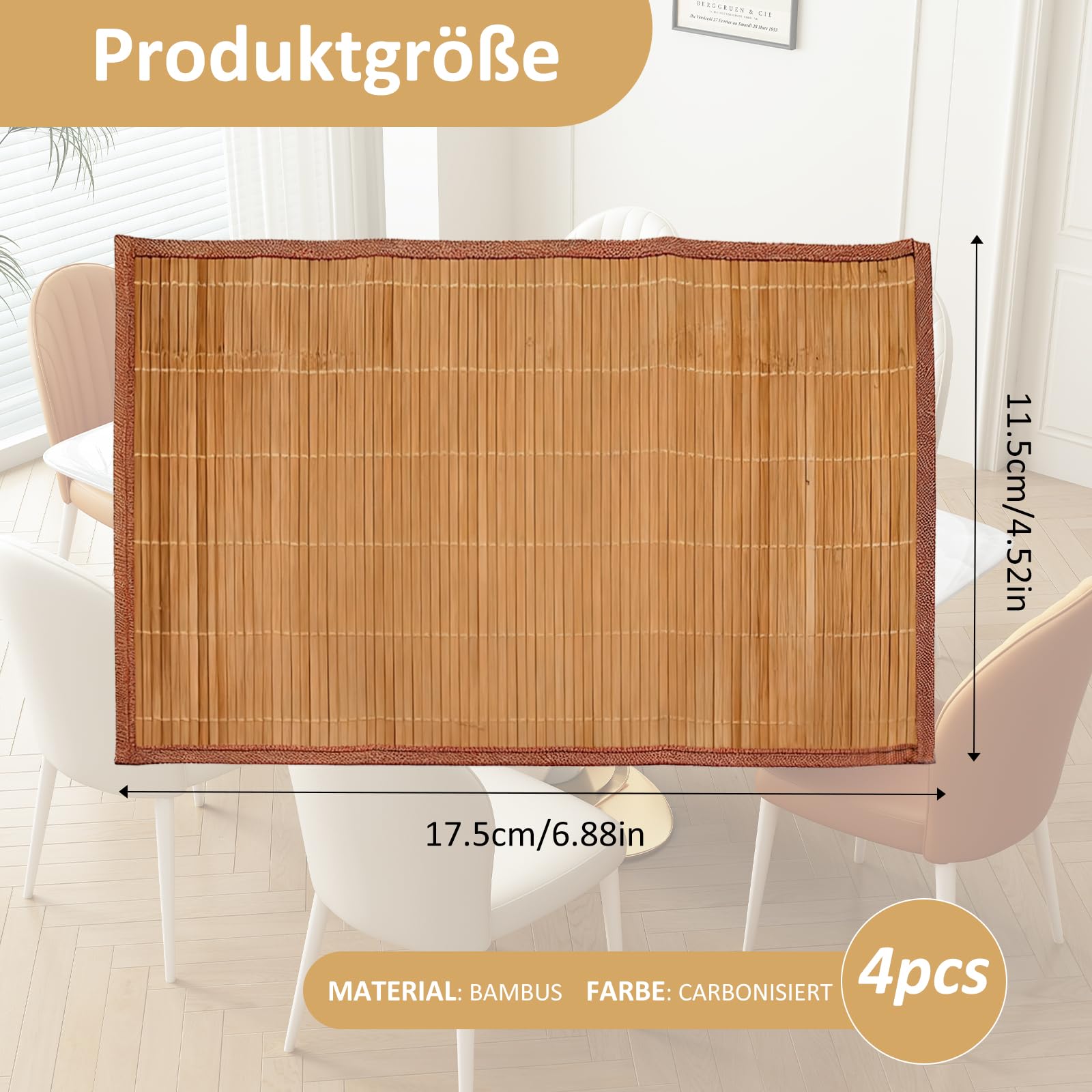 Foonary 4 Stck Bambus Tischsets fr Esstisch, Bambus Platzsets 45 x 30 cm,  Hitzebestndige Platzset, Waschbar, Aufrollbar, fr kche Speisetisch,  Bambusmatte, Holz,Abgrifffeste Hitzebestndig, : Amazon.de: Kche, Haushalt  & Wohnen