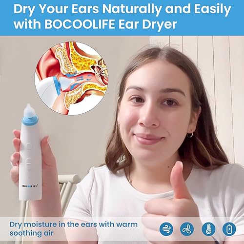 Miniatura 2 de BOCOOLIFE Secador de oídos con 7 puntas para los oídos, dispositivo de secado de agua para la humedad de los oídos, removedor electrónico de agua de