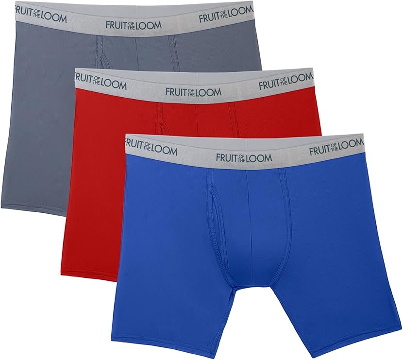 Fruit of the Loom Men's 3-Pack Everlight Boxer Briefs, Assorted, Medium ...