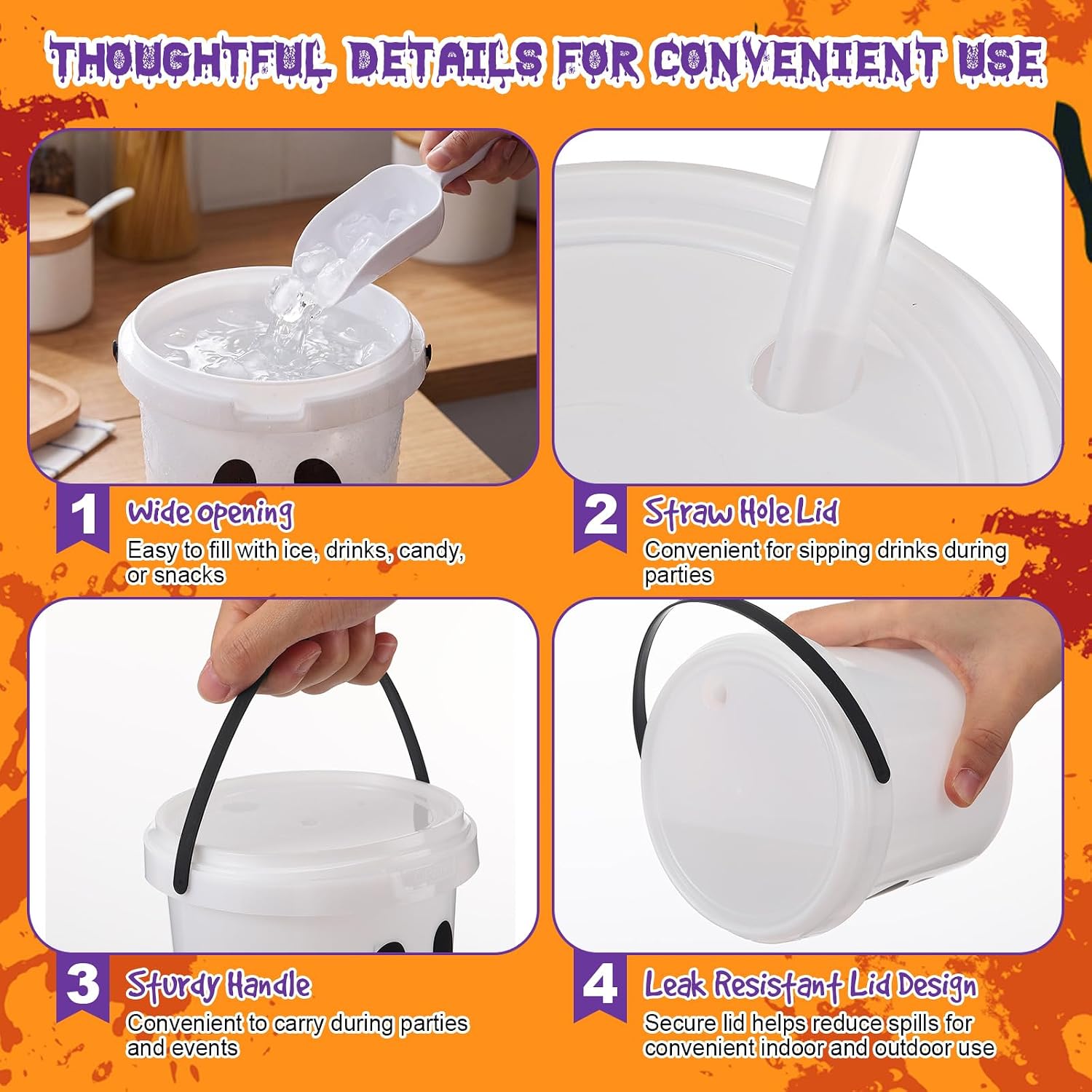 24 Pcs 25 oz Halloween Drinking Buckets