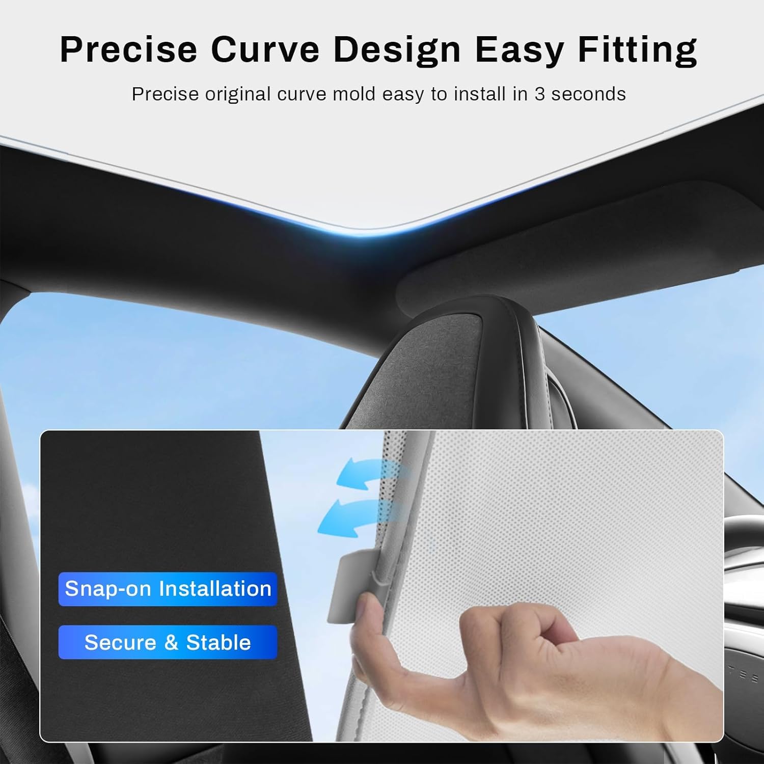 Sunshade Roof for Tesla New Model Y Juniper 2025 2026 Double-Layer Nano Ice-Crystal Coatings Glass Roof Shade 99% UV Protection No Gaps No-Sagging Foldable Glass Shade Cover with Storage Bag