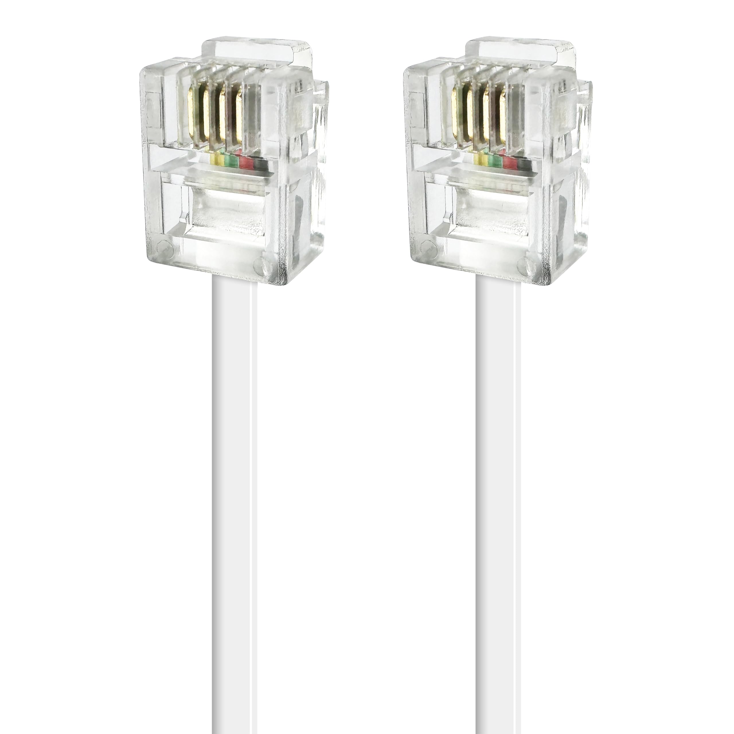 Câble ADSL RJ11 10M Cordon Téléphonique Modulaire 6P4C Plat ISDN DSL VDSL Blanc