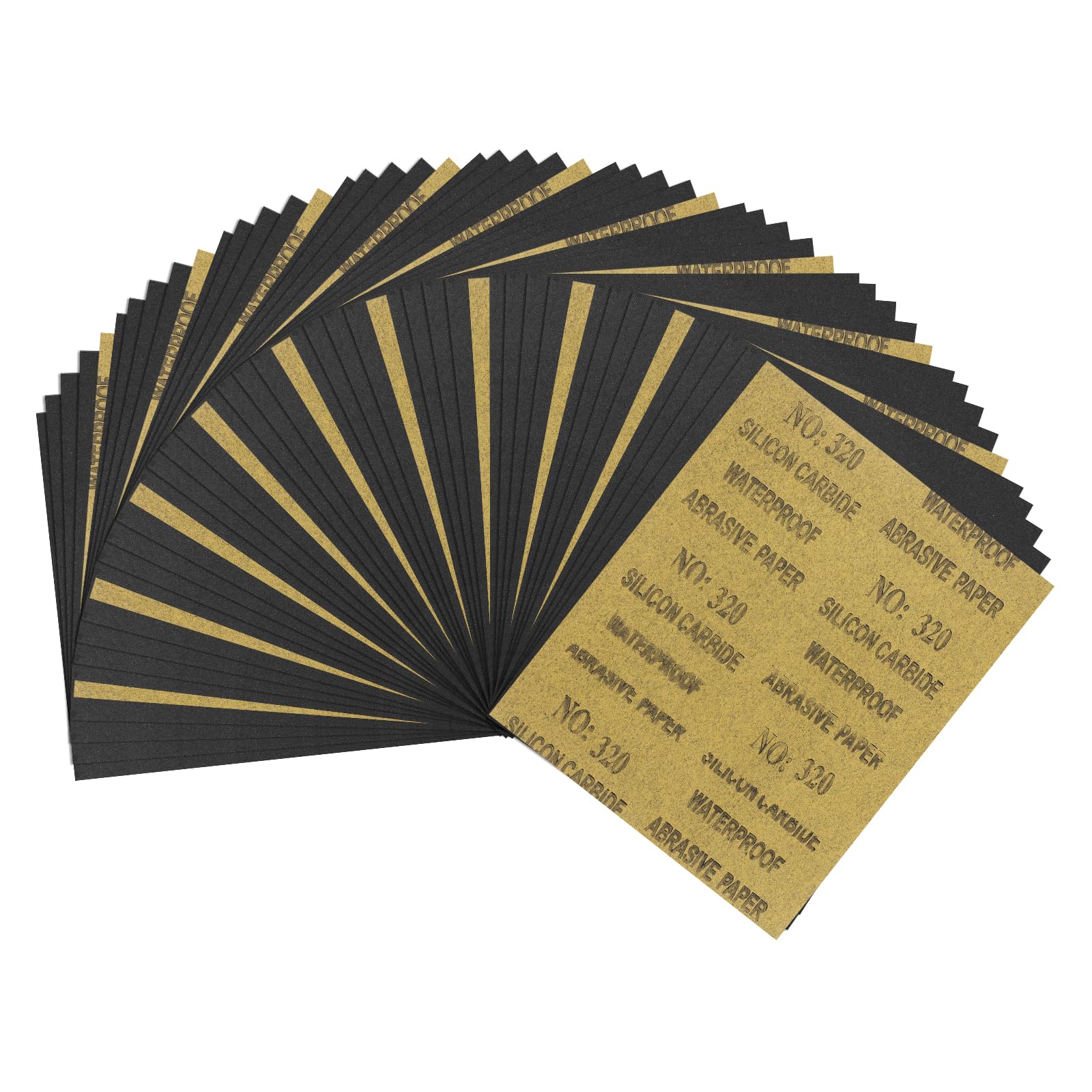 Kozelo 50pcs Sand Papers - [9 x 11 Inch x 320 Grits] Sandpaper Sheets for Metal Auto Wood Polishing and Scratches Removing, Silicon Carbide Abrasive