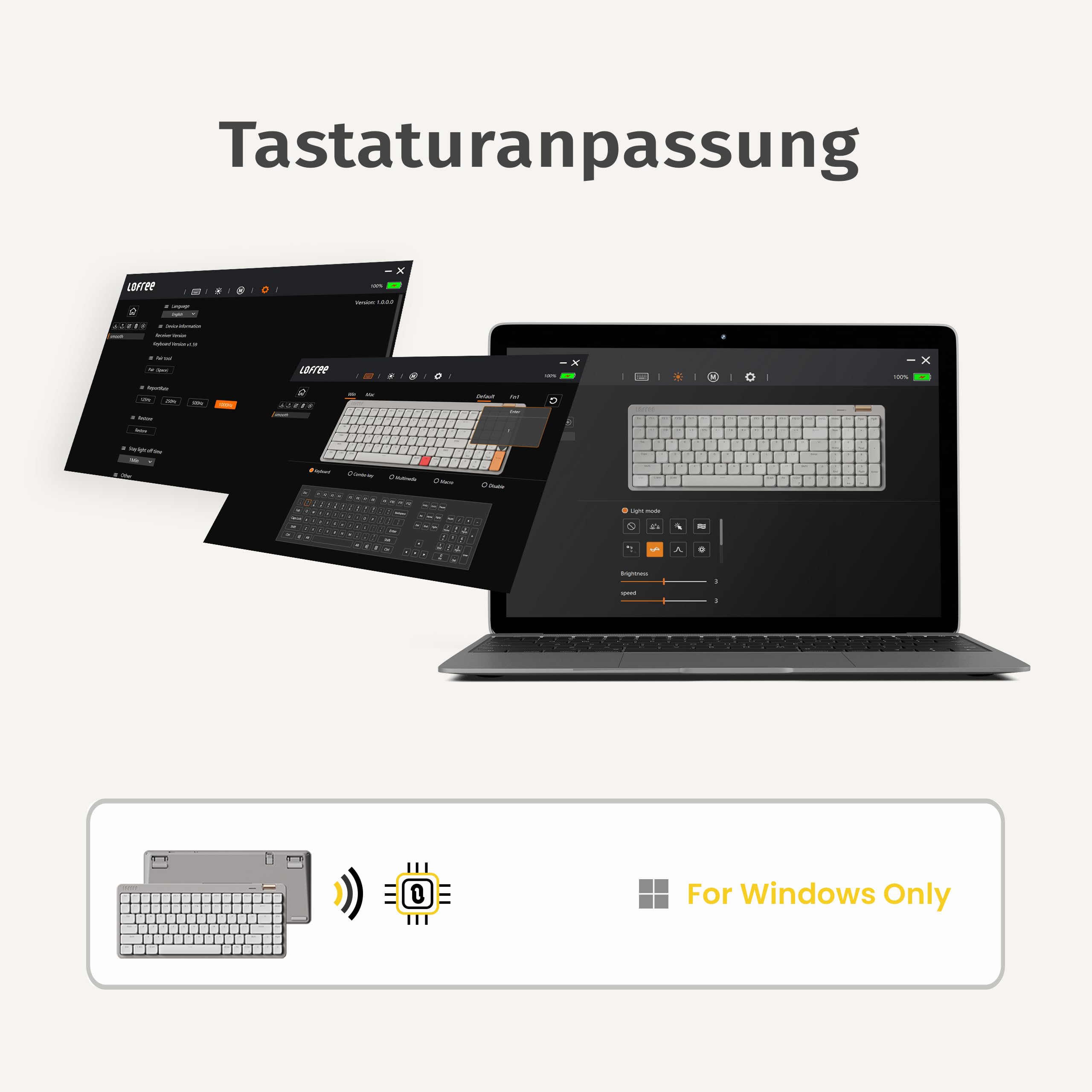 Flow Lite84 Tasten Low Profile Mechanische Tastatur, Swappable Wiederaufladbare Kabellose Tastatur mit 2.4G Empfänger, Bluetooth und Kabelanschluss für Windows,Mac/Linear Switches(Marmor)US-Layout