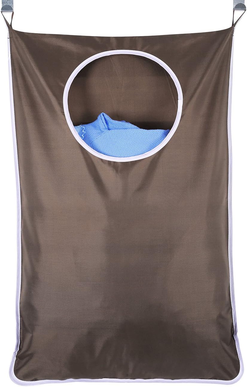 Soaptree Large Door-Hanging Laundry Hamper Bathroom Storage Bags with Tow FREE Suction Hooks,Size 29.92" 20.07"(Coffee Brown)