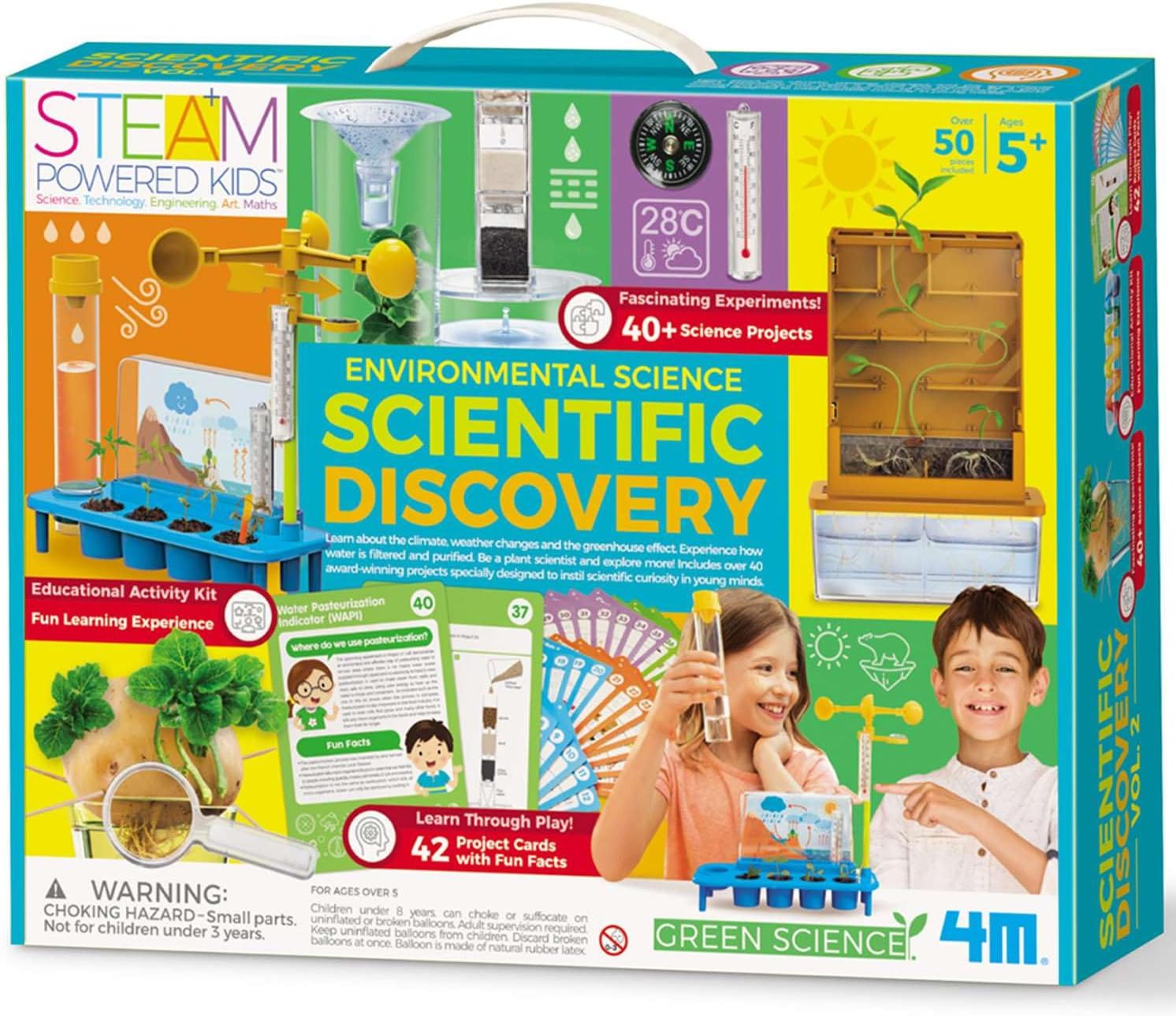 4M STEAM Powered Kids Environmental Science Kit – Over 40 Hands‑On Experiments About Weather, Climate Change, Greenhouse Effect & Nature Cycles – Educational STEM Activity for Ages 5+