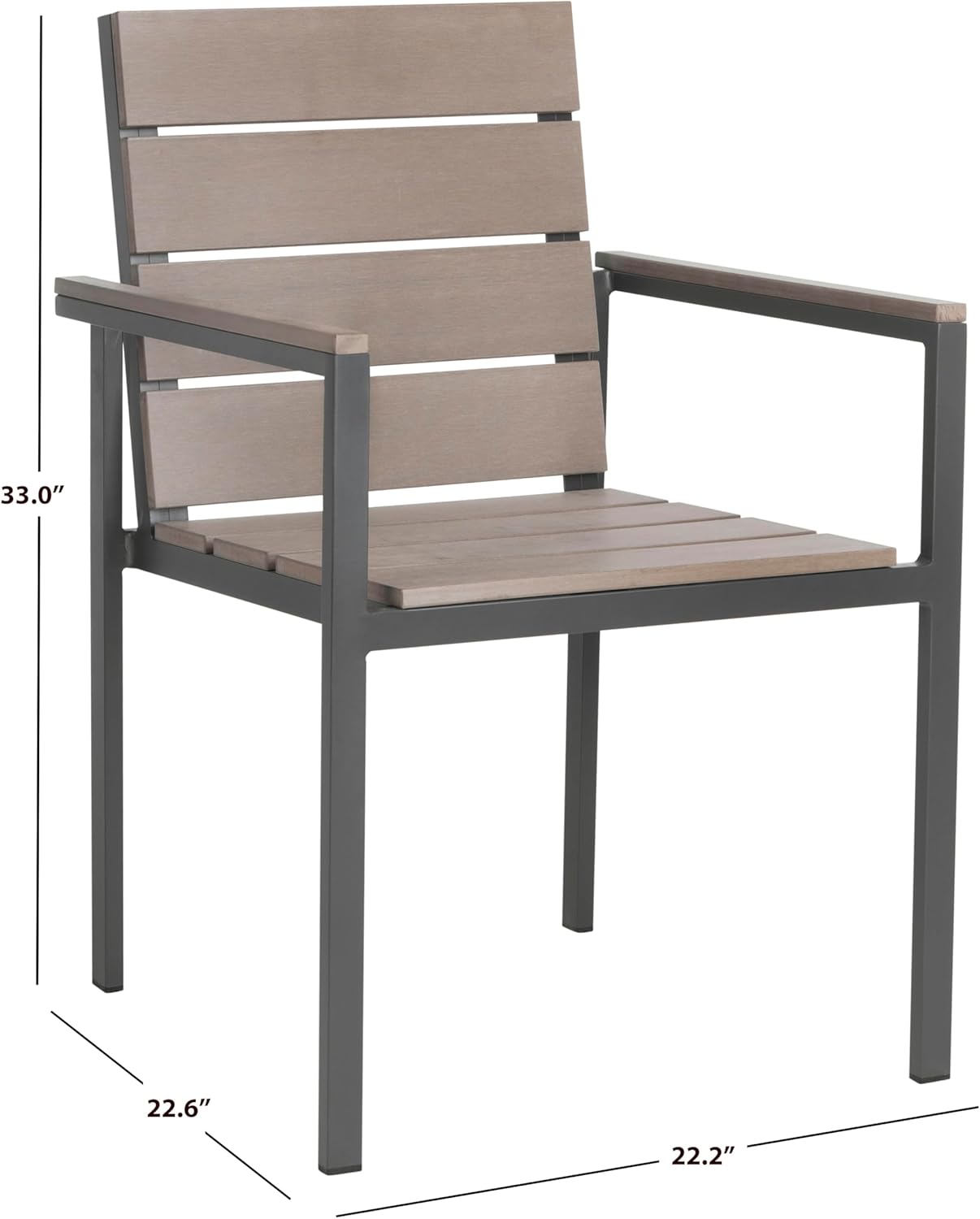 SAFAVIEH Outdoor Collection Beldan Distressed Taupe Stackable Chair (Set of 2)