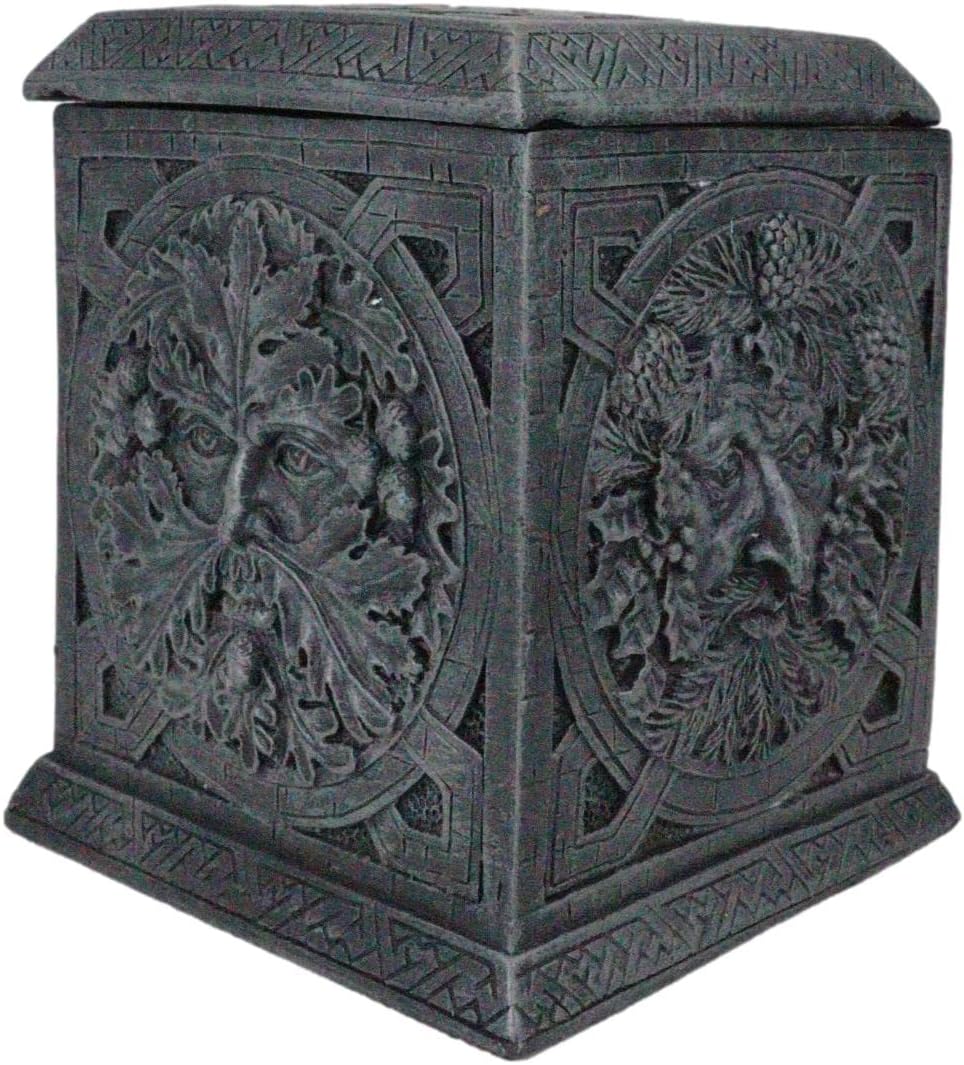 Ebros Gift Wiccan Celtic Forest Spirit Greenman Tree Of Life In Four Seasons Spring Summer Fall Winter Decorative Jewelry Box Vegetative Earth Deity Small Trinket Box Figurine