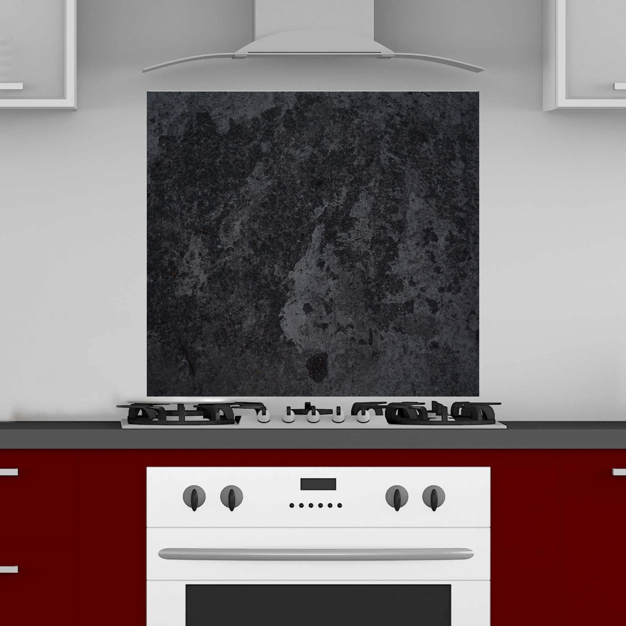 INDIGOS UG - Pannello posteriore da cucina per piastrelle, marmo nero, 60 x 55 cm, paraspruzzi in alluminio, resistente al calore, pannello posteriore da cucina, moderno, lavabile, per fornelli e