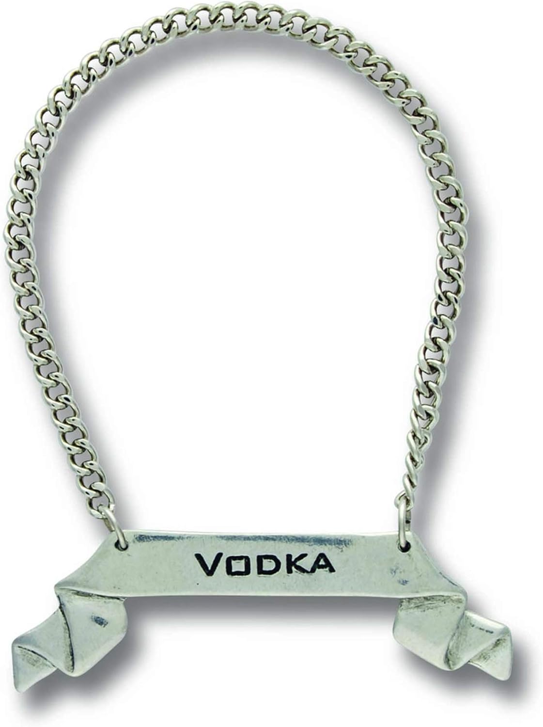 Vagabond House Pewter Classic VODKA Decanter Tag/Liquor Bottle Label - Handcrafted Quality Detail Engraved 3 inch Wide