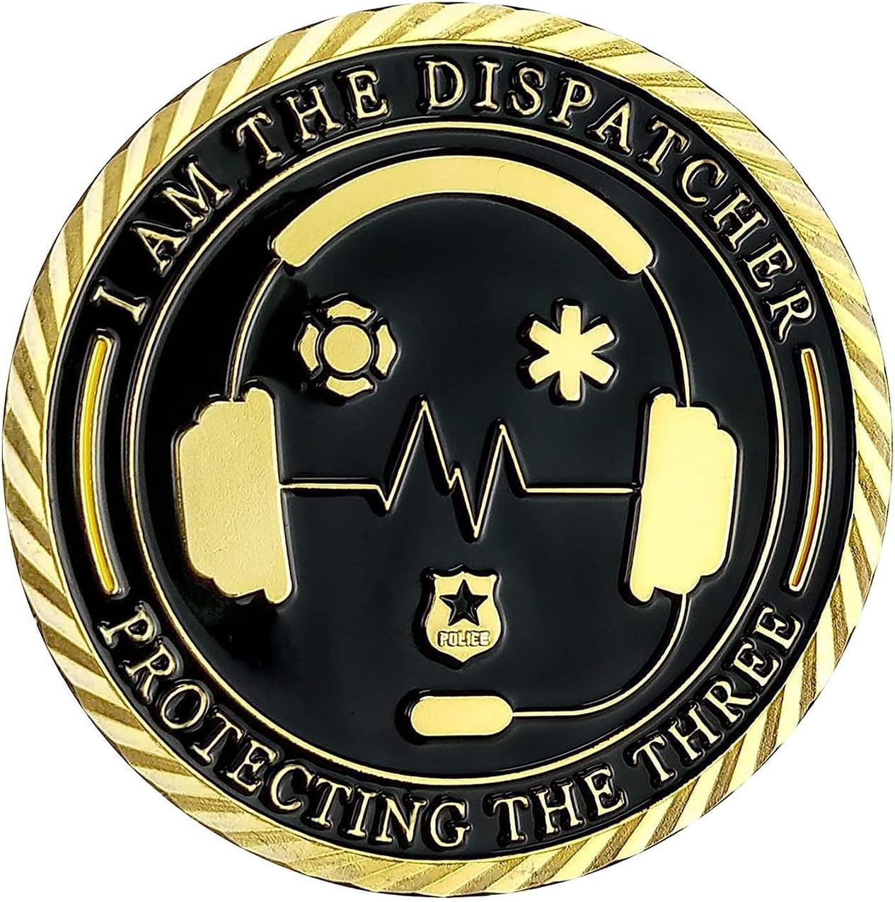細いゴールドライン チャレンジコイン 緊急ディスパッチャー ファーストレスポンダーギフト