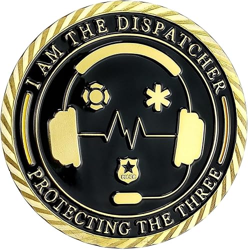 Miniatura 4 de Thin Gold Line Challenge Coin Despachador de emergencia para regalo de socorristas