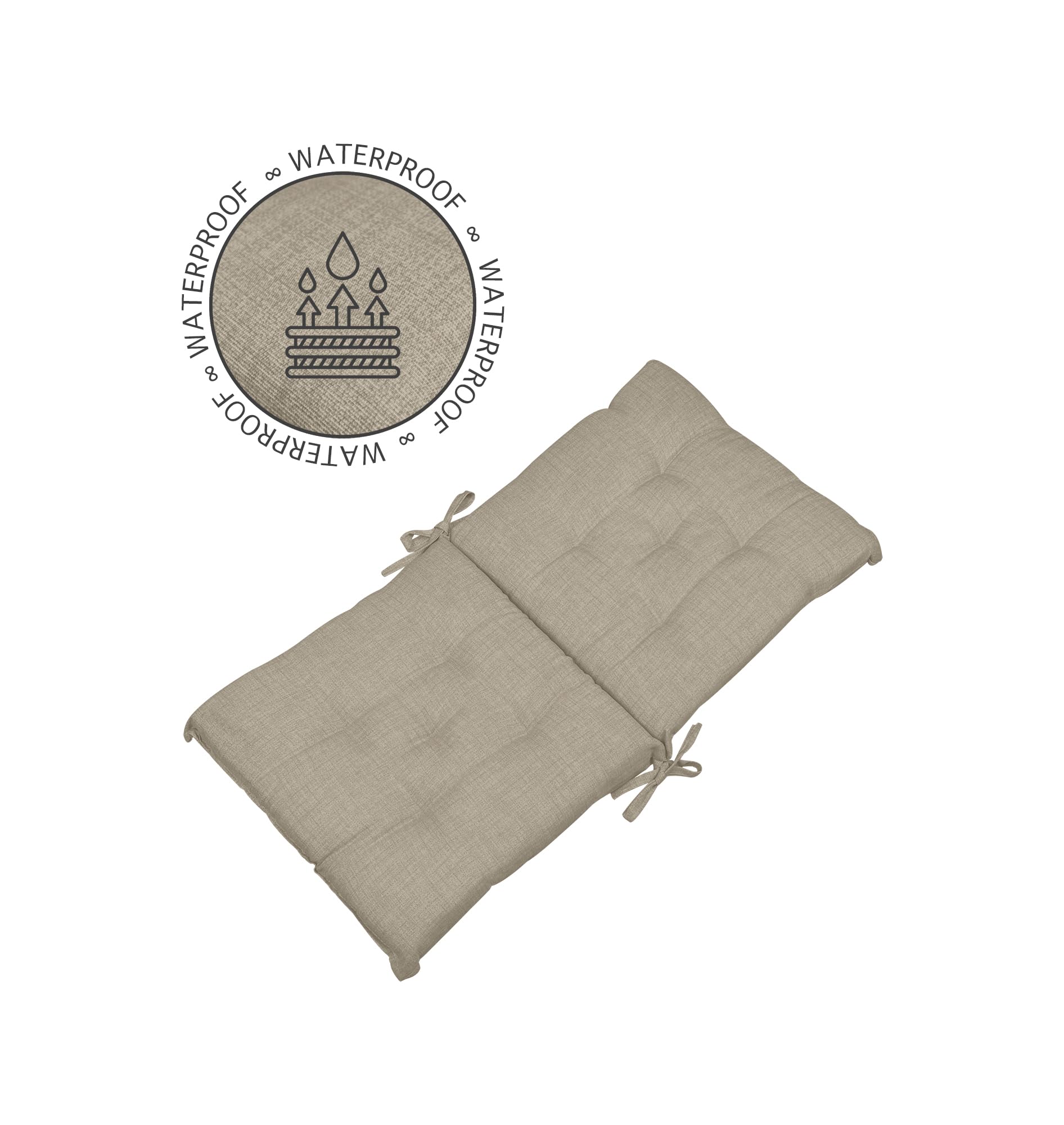 IlGruppone Set Cuscini Sedia con Schienale Imbottiti con Laccetti Banda Elastica per Fissaggio Prodotto Italiano Sedie Poltrone Sdraio Reclinabili Cucina Giardino 40 x 80 Cm - Corda - 6 Pezzi