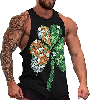 St-Patrick's Day Irish Flag Clover Mens Tank Top Gym Muscle Tee Sleeveless Sports Bodybuilder T-Shirt Beach