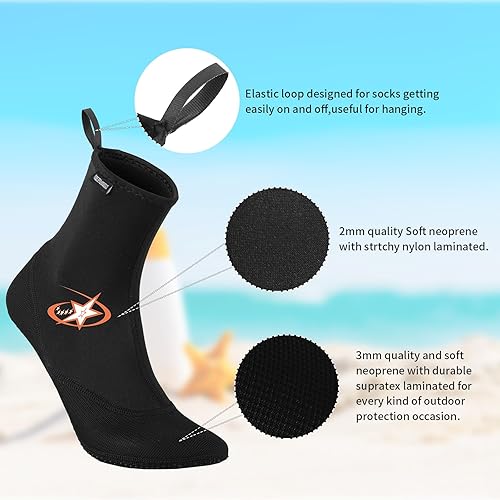 Miniatura 8 de LIXUFRHK Calcetines de neopreno impermeables de 0.08 pulgadas para buceo a prueba de arena, calcetines de voleibol para deportes acuáticos al aire