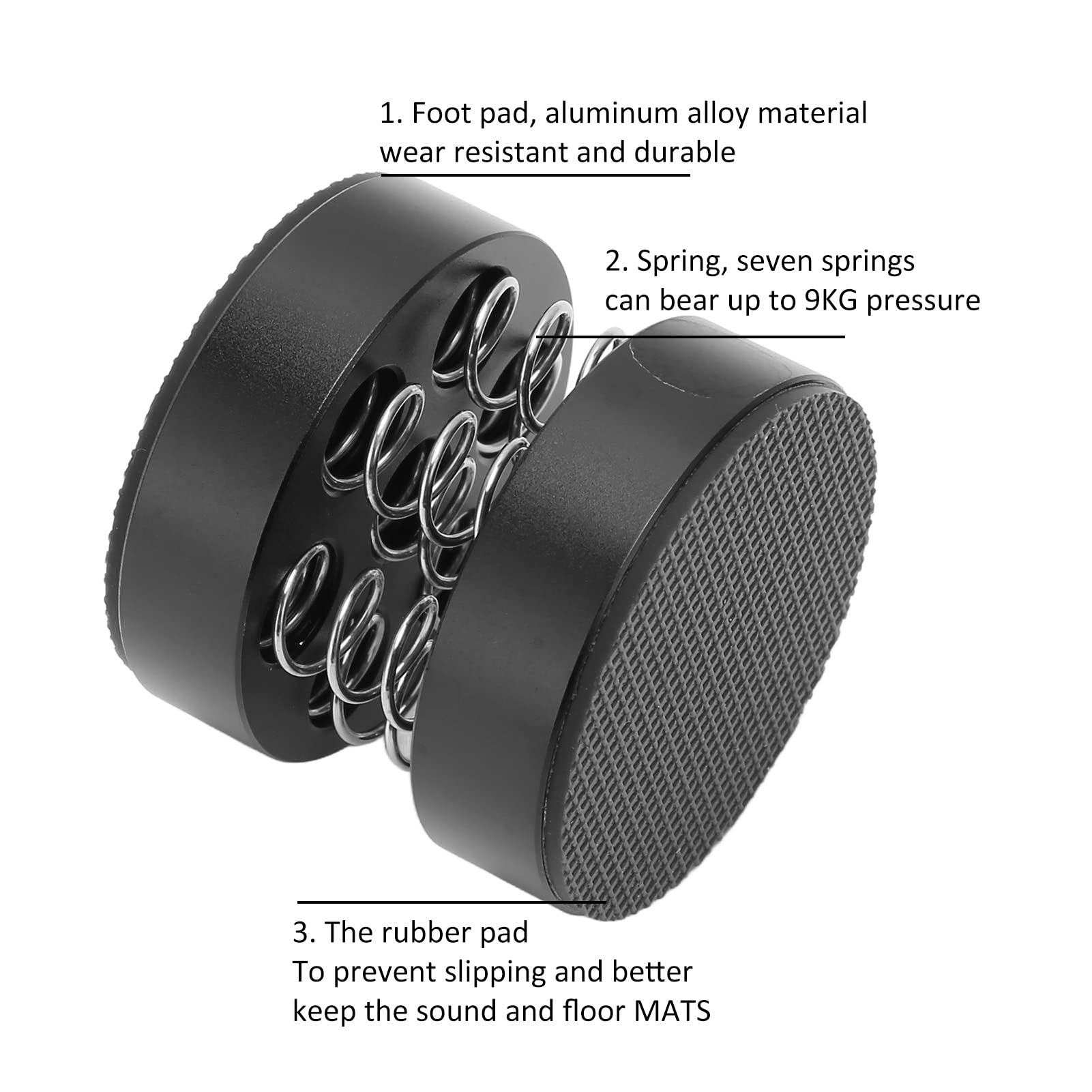 4pcs Pieds de Support D'isolation de Platine Vinyle, Haut-parleurs à Ressort en Aluminium Pointes D'isolation Support D'absorption des Chocs, Roulement 9 Kg, Coussinets de Plate-forme D'isolation pour