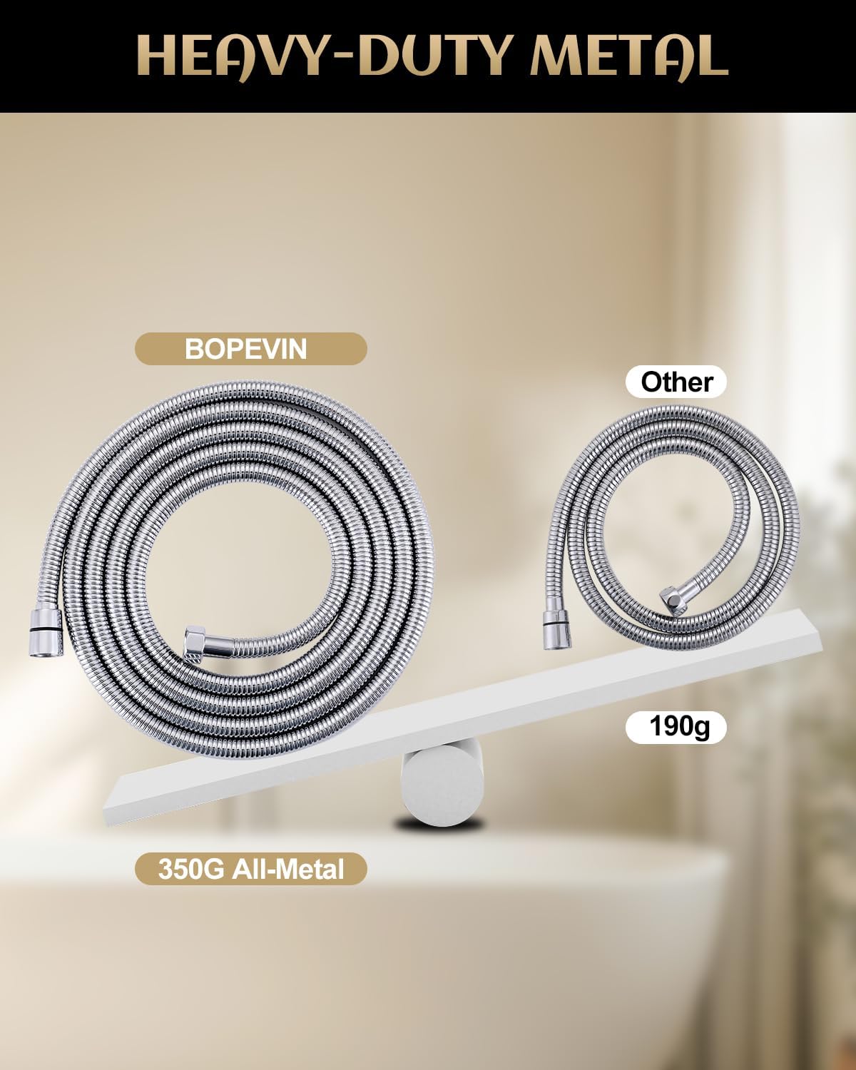 Shower Hose Extra Long 118 Inches, 304 Stainless Steel Construction with Brass Connectors, Anti-Leak G1/2 Universal Handheld Shower Head Hose Replacement, Chrome