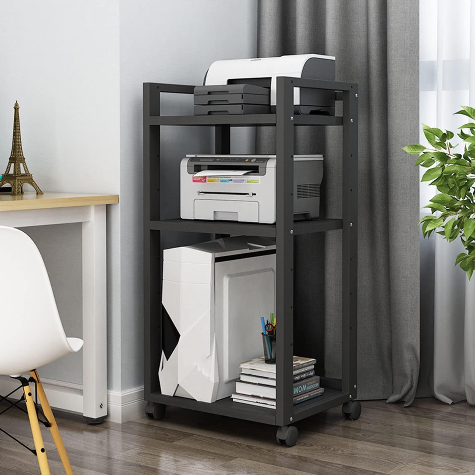 Stand for media AV a 4 livelli, scaffale della console for equipaggiamento for videogiochi di intrattenimento regolabile, for la soggiorno della sala da gioco teatro(Black)
