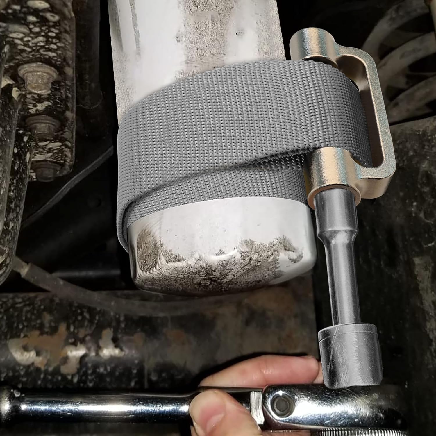 Oil Filter Strap Wrench - 1/2" Drive Filter Strap Wrench for Replace Auto Truck RV Motorcycle Oil Filter and Water Filter