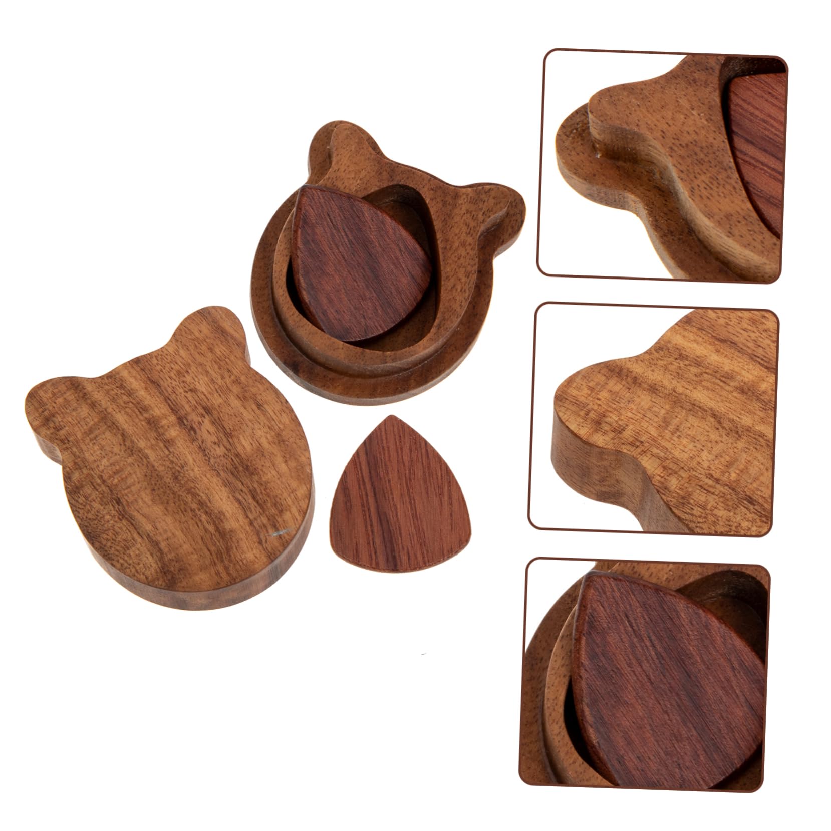 ifundom 5sätze Multipurpose Wooden Guitar Pick Holder Mit Natürlichen Plektren Praktische Und Langlebige Holzkonstruktion Für Akustik Und Folk-Gitarren Ergonomisches Design Für