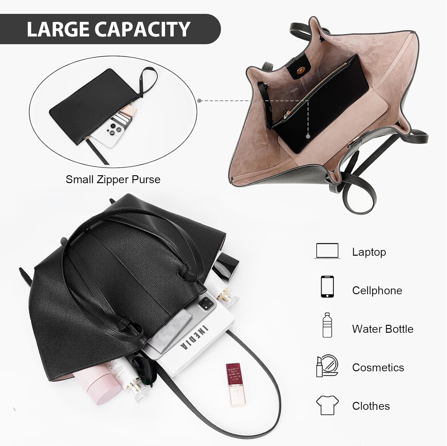 Tote Bag for Women Large Work Bag for Women Trendy Shoulder Bag Luxury Hobo Handbag Top Handle Bag - Image 5