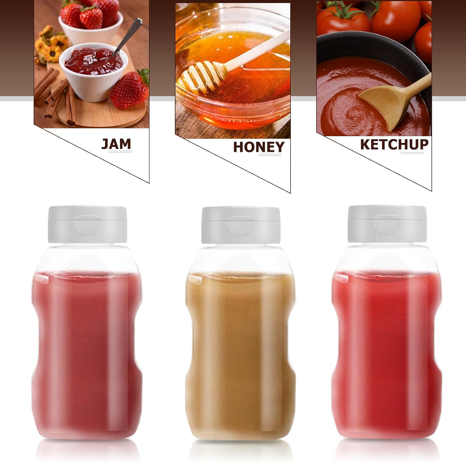 4pcs Ketchup Bottle Condiment Squeeze Bottles with Caps Refillable Sauce Dispensers for Kitchen and Dining for Salad Honey Mustard and Bbq Use Random Color image 3