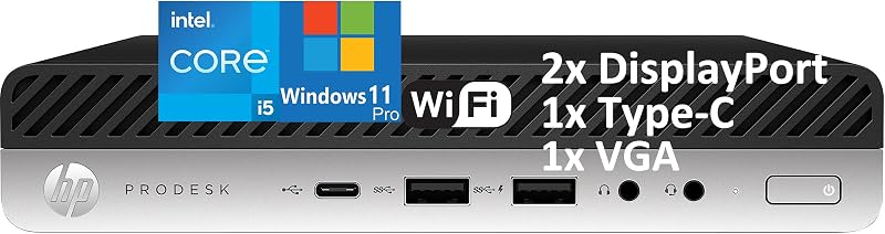 Mini PC de sobremesa ProDesk 600 G4, Intel 6-Core i5-8500T, 16 GB DDR4 RAM, 512 GB PCIe SSD, WiFi, Bluetooth, Dual DisplayPort, VGA, USB-C, Windows 11 Pro - Mini computadora de oficina empresarial